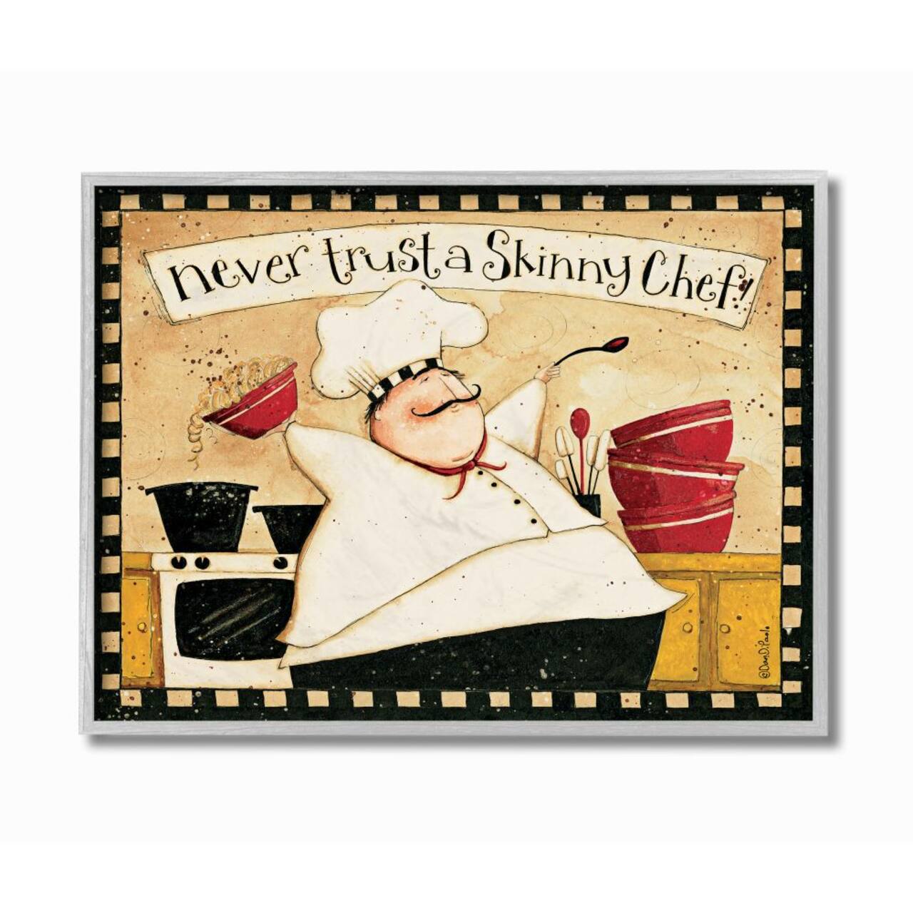Stupell Industries Never Trust a Skinny Chef with Happy Cook Phrase Framed Wall Art